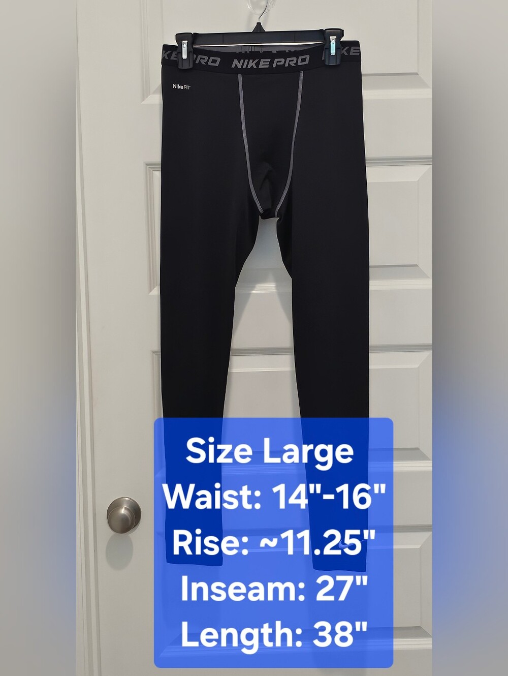 Men's Nike Pro Dri-FIT Black Compression Tights Leggings - Size Large